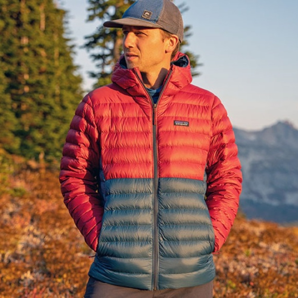 Patagonia Red and Blue Puffer Jacket / Down Sweater